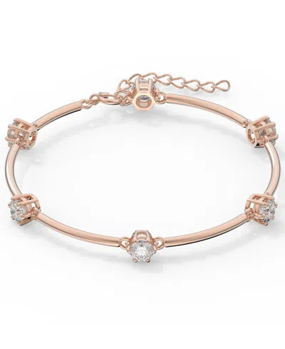 Swarovski Rose Gold-tone Crystal Station Bangle Bracelet In Multi