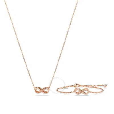 Swarovski Rose Gold-tone Hyperbola Infinity Bangle Bracelet & Pendant Necklace Set, 15" + 2-3/4" Extender