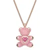 Swarovski Rose Gold-tone Plated Pink Teddy Pendant Necklace In Pink
