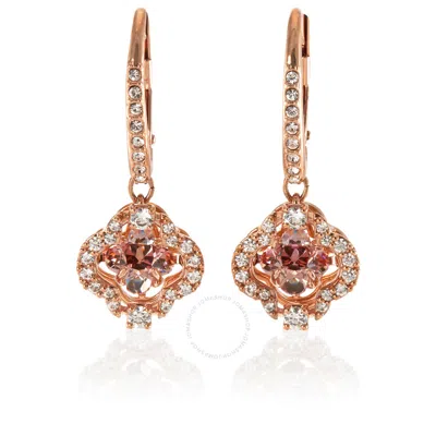 Swarovski Rose-gold Tone Plated Sparkling Dance Clover Pierced Earrings In Pink