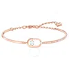 Swarovski Rose Gold-tone Plated White Sparkling Dance Oval Shape Bracelet In White
