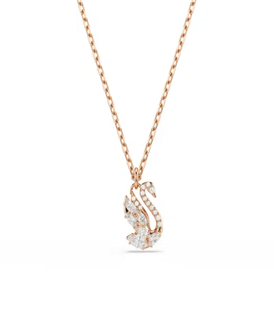 Swarovski Rose Gold-tone Plated Swan Pendant Necklace