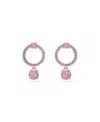 Swarovski Attract Round Cut Drop Earrings In Pink