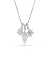 Swarovski Round Cut, Sphere And Cube, White, Rhodium Plated Dextera Pendant Necklace In Silver