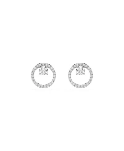 Swarovski Round Cut, White, Constella Stud Earrings In Silver
