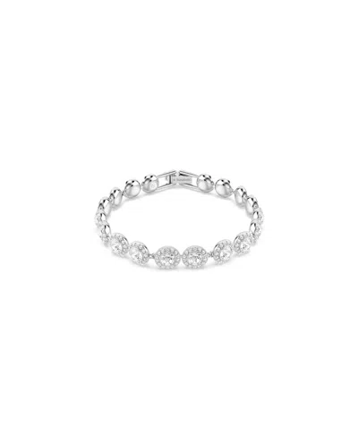 Swarovski Round Cut White Rhodium Plated Una Bracelet In Silver