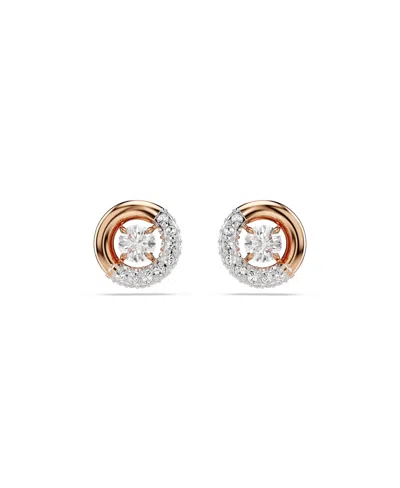 SWAROVSKI ROUND CUT, WHITE, ROSE GOLD-TONE PLATED DEXTERA STUD EARRINGS