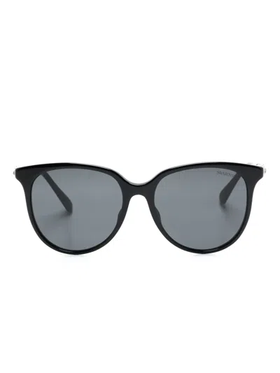 Swarovski Round-frame Sunglasses In Black