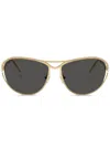 Swarovski Round-frame Sunglasses In Gold