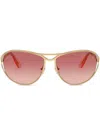 Swarovski Round-frame Sunglasses In Gold
