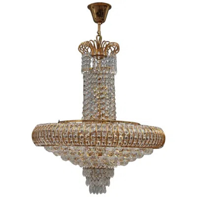 Pre-owned Swarovski Round  Chandelier 1970 Gold-plated Crystal Italian Design Diamond