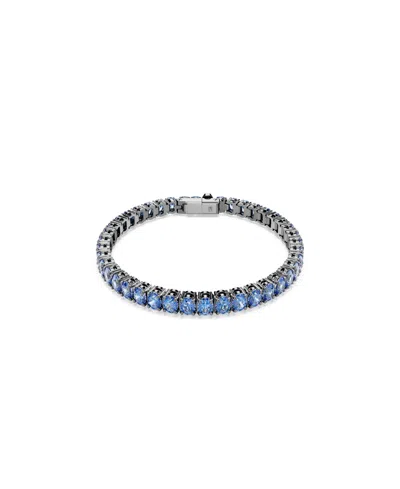 Swarovski Ruthenium-plated Matrix Tennis Bracelet In Blue