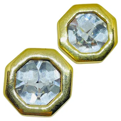 Pre-owned Swarovski Sal Signed Vintae Gold Plated Crysta Designer Post Earrings In Multi