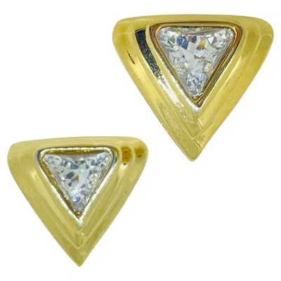 Pre-owned Swarovski Sal Signed Vintage Gold Plated Crystal Designer Clip On Earrings In Multi