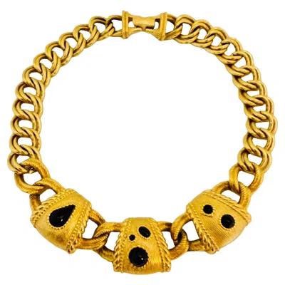 Pre-owned Swarovski Sal Signed Vintage Massive Etruscan Byzantine Cabochon Necklace In Multi
