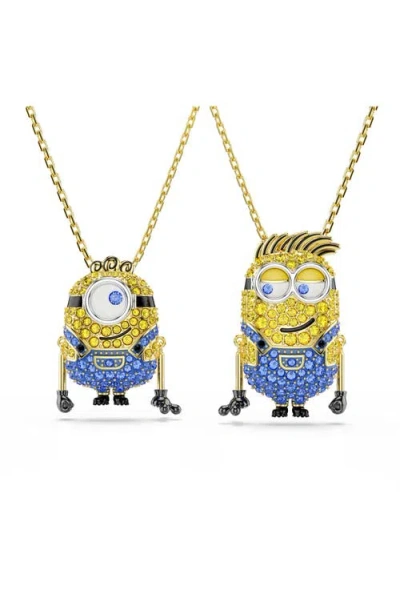 Swarovski Set Of 2 Minion Best Friend Necklaces In Multi