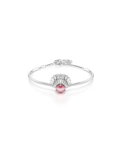 SWAROVSKI SHELL, PINK, RHODIUM PLATED IDYLLIA BANGLE BRACELET