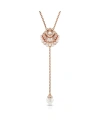 Swarovski Shell, White, Rose Gold-tone Idyllia Y Pendant Necklace In Rose Gold