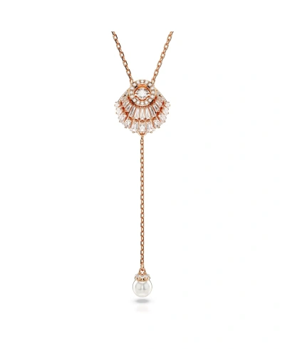 Swarovski Shell, White, Rose Gold-tone Idyllia Y Pendant Necklace