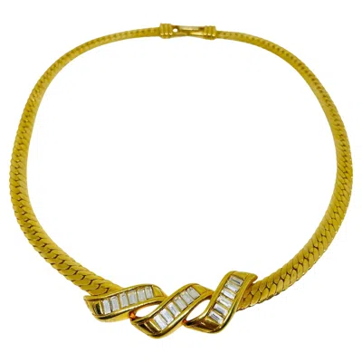 Pre-owned Swarovski Signed Vintage Gold Plated Crystals Designer Chain Necklace In Multi