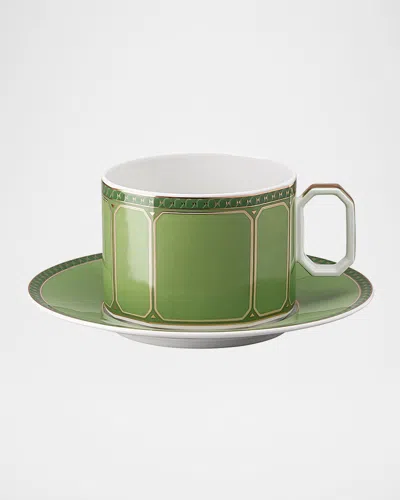Swarovski Signum 11 Oz. Coffee Cup And Saucer In Green