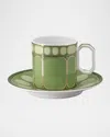 Swarovski Signum 6 Oz. Coffee Cup And Saucer In Green