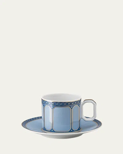 Swarovski Signum Espresso Cup & Saucer In Blue