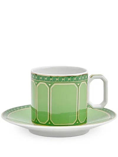 Swarovski Signum Fern Espresso Cup And Saucer In Green