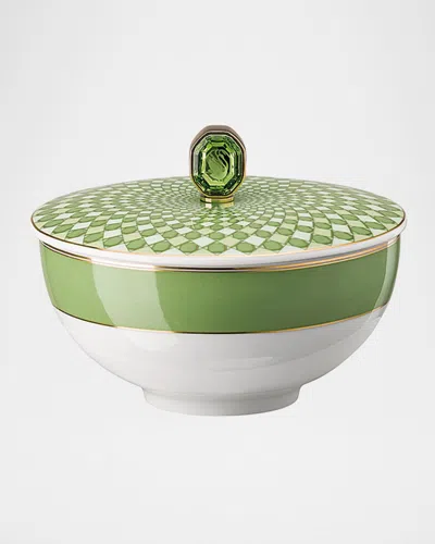 Swarovski Signum Rice Bowl With Lid, 11 Oz. In Green