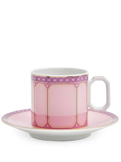Swarovski Signum Rose Cup And Saucer In Pink