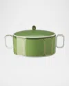 Swarovski Signum Serving Bowl With Lid And Handles, 57 Oz. In Green