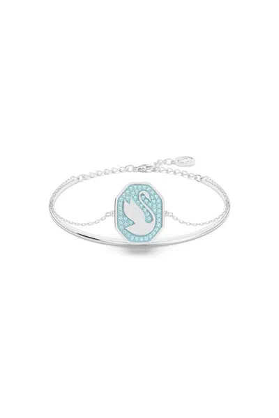 Swarovski Signum Stiff Bracelet In Silver,light Blue