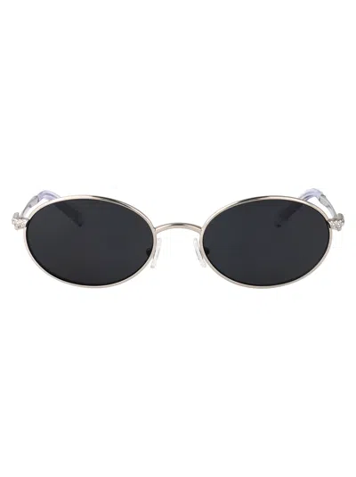 Swarovski Silver Acetate Sunglasses In Black