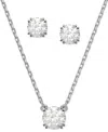 Swarovski Silver-tone 2-pc. Set Crystal Earrings And Necklace, 14-7/8" + 2" Extender In Silver