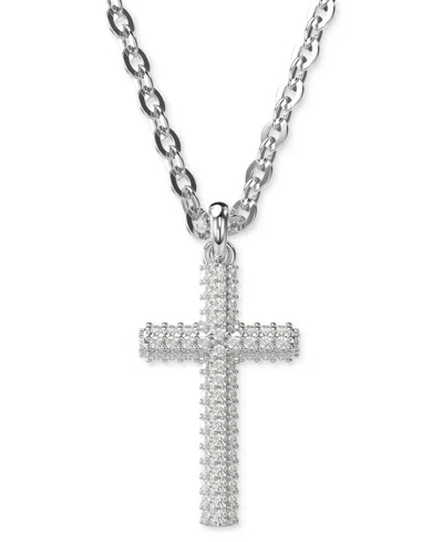 Swarovski Women's Insigne Rhodium-plated & Crystal Pavé Small Cross Pendant Necklace In Silver