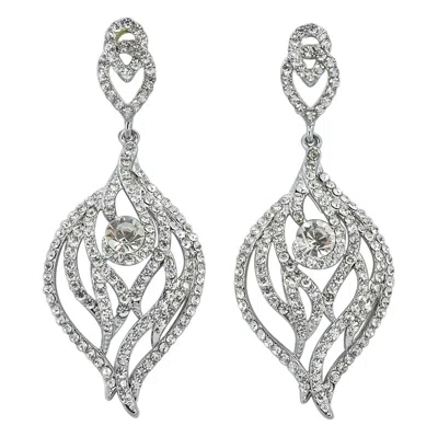Pre-owned Swarovski Silver Tone Long Crystal Chandelier Earrings