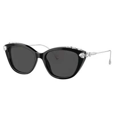 Swarovski Sk 6010 103887 53mm Womens Cat-eye Sunglasses In Black
