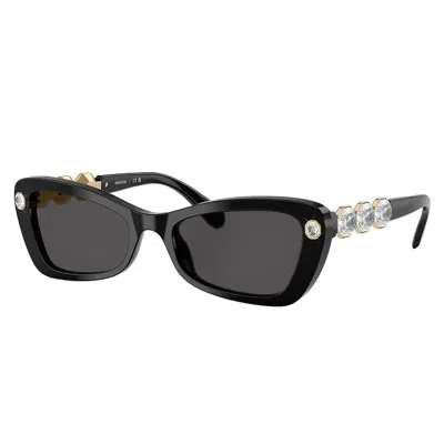 Swarovski Sk 6033 100187 54mm Womens Butterfly Sunglasses In Black