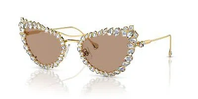 Pre-owned Swarovski Sk 7011 Gold /brown 56/20/140 Women Sunglasses