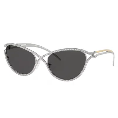 Swarovski Sk 7025 400187 58mm Womens Cat-eye Sunglasses In Silver