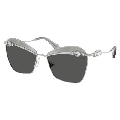 Swarovski Sk 7040 4001al 57mm Womens Butterfly Sunglasses In Silver