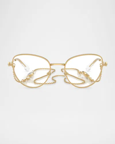 Swarovski Sk1022 Crystal Metal Cat-eye Optical Frames In Gold