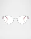 Swarovski Sk1024 Metal Cat-eye Optical Glasses In Silver