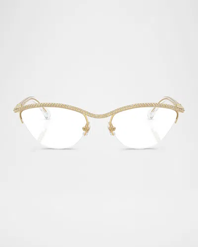Swarovski Sk1026 Metal Oval Optical Glasses In Gold