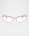 Swarovski Sk1030 Crystal Cat-eye Metal Optical Frames