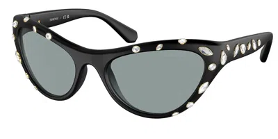 Swarovski Sk6007 1020/1 Women's Sunglasses Black Size 57