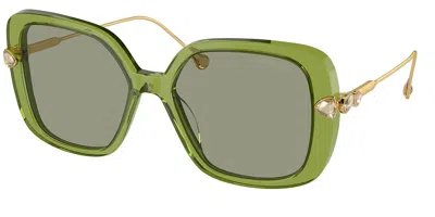 Swarovski Sk6011 3002/2 Women's Sunglasses Green Size 55