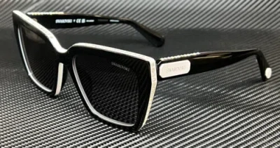 Pre-owned Swarovski Sk6013 101581 Black Grey Polarized Women's 54 Mm Sunglasses