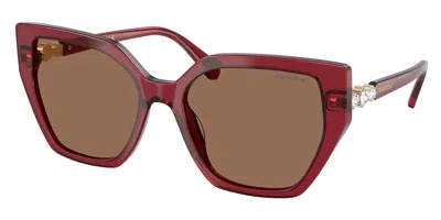 Swarovski Sk6016 105573 Women's Sunglasses Burgundy Size 56 In Red