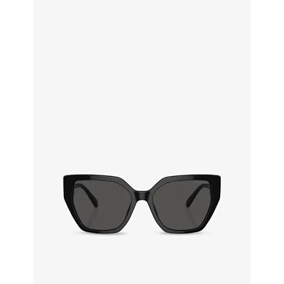 SWAROVSKI WOMENS BLACK SK6016 IRREGULAR-FRAME ACETATE SUNGLASSES